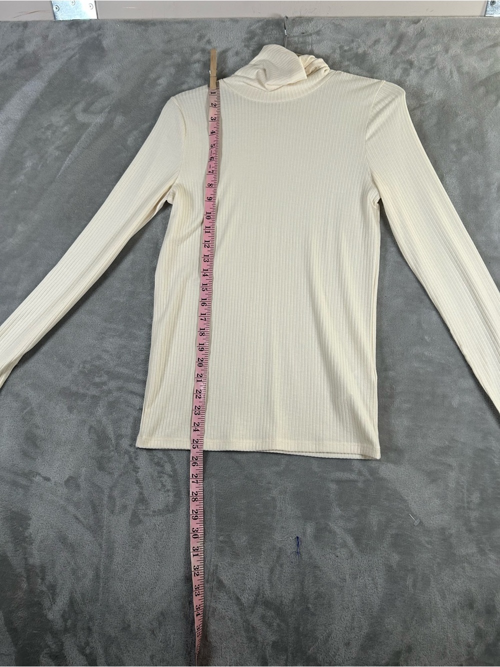 Madewell Cream Ribbed Long-Sleeve turtleneck Top - Picture 6 of 8
